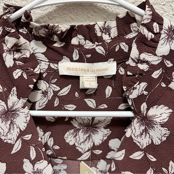 2 for 30✨Monteau Los Angeles Brown Floral Blouse - Picture 7 of 7